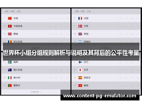 世界杯小组分组规则解析与说明及其背后的公平性考量